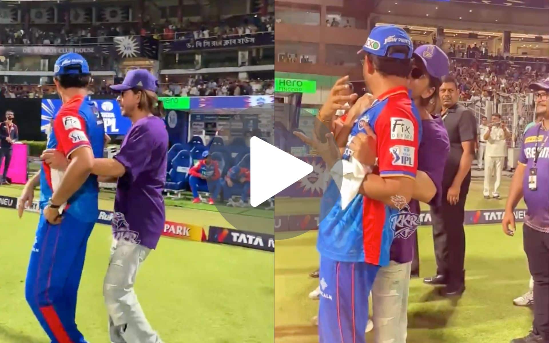 [Watch] Shah Rukh Khan, Sourav Ganguly Share 'Adorable Hugs And Kisses' After KKR Vs DC